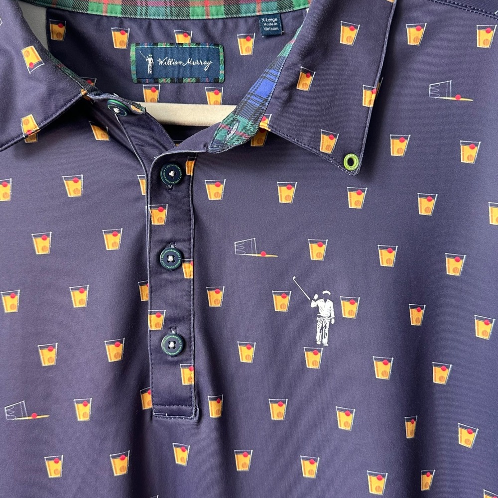William Murray Golf Polo Drink Print Short Sleeve Collared‎ Shirt XL - Picture 4 of 8